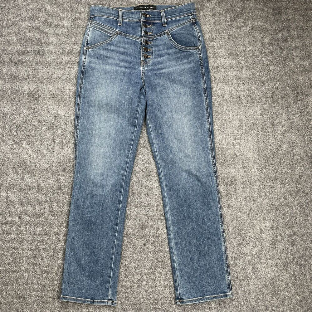 Veronica Beard Jeans Size 28 Ryleigh Slim Straight Button High Rise Durango Wash
